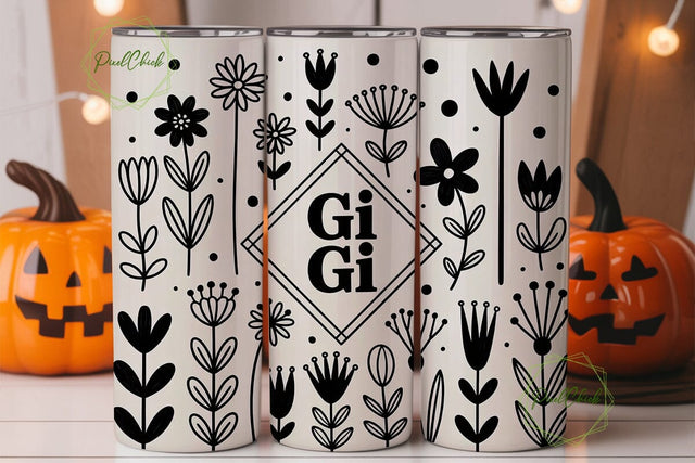 Floral Monogram 20oz Tumbler Wrap Sublimation PixelChick 