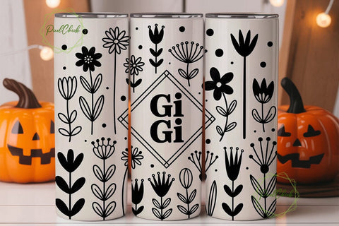 Floral Monogram 20oz Tumbler Wrap Sublimation PixelChick 