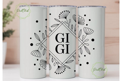 Floral Monogram 20oz Tumbler Wrap Sublimation PixelChick 