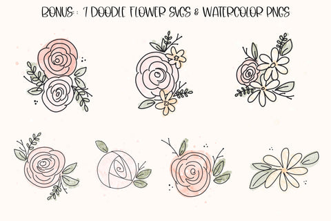 Floral Monogram Doodle Letters SVG, Cute Rose Bouquet PNG Alphabet Sublimation, Monogram Lettering Bundle SVG Designing Digitals 