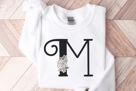 Floral Monogram Doodle Letters SVG, Cute Rose Bouquet PNG Alphabet Sublimation, Monogram Lettering Bundle SVG Designing Digitals 