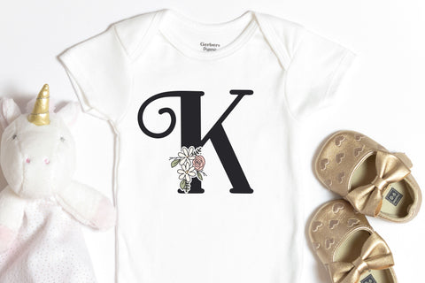 Floral Monogram Doodle Letters SVG, Cute Rose Bouquet PNG Alphabet Sublimation, Monogram Lettering Bundle SVG Designing Digitals 