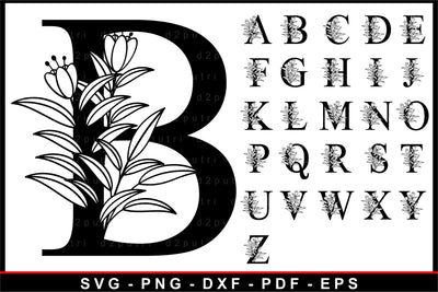 Floral monogram font alphabet letters svg design SVG D2PUTRI Designs 