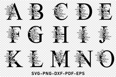 Floral monogram font alphabet letters svg design SVG D2PUTRI Designs 