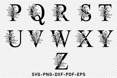 Floral monogram font alphabet letters svg design SVG D2PUTRI Designs 