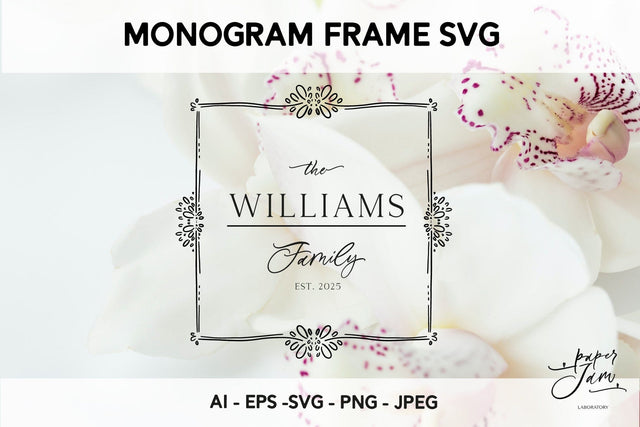 Floral Monogram Frame SVG SVG Paperjamlab 