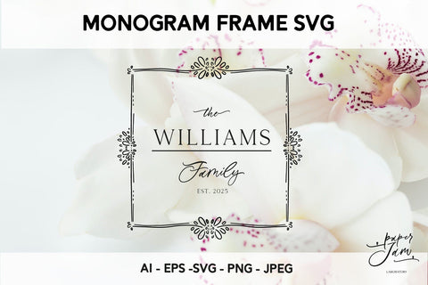 Floral Monogram Frame SVG SVG Paperjamlab 