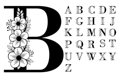 Floral Monogram Letters SVG Files Design, Flower Font SVG Designs, Floral Alphabet Monograms Letter SVG Set A-Z SVG D2PUTRI Designs 