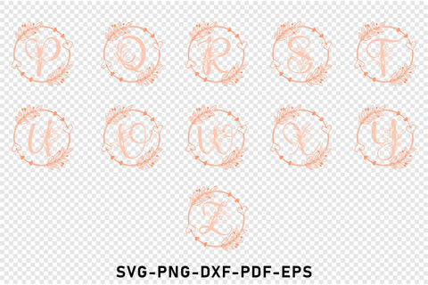 Floral monogram letters svg, Split font alphabet family name sign svg design SVG D2PUTRI Designs 