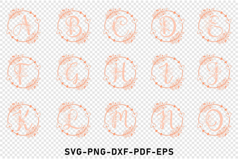Floral monogram letters svg, Split font alphabet family name sign svg design SVG D2PUTRI Designs 