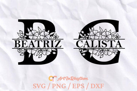Floral Monogram Letters Svg, Split Letter Monograms Svg, Alphabet Svg SVG Artinrhythm shop 