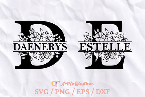 Floral Monogram Letters Svg, Split Letter Monograms Svg, Alphabet Svg SVG Artinrhythm shop 
