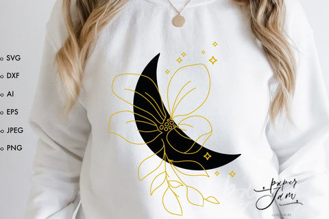 Floral moon svg Moon phase svg Celestial svg png SVG Paperjamlab 