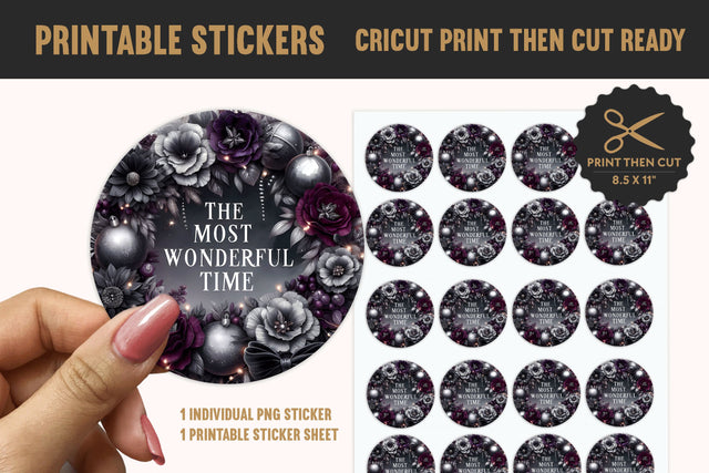 Floral "Most Wonderful Time" Printable Sticker PNG Sublimation BijouBay 