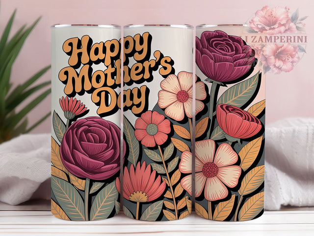 Floral Mother’s Day 20oz Tumbler Wrap, Best Mom Ever, Happy Mother's Day, Cheerful Floral Design, Sublimation Wrap, 20oz Tumbler Design, PNG Tumbler Wrap Sublimation Li Zamperini 