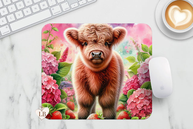 Floral Mouse Pad - Cow Mousepad PNG Sublimation BijouBay 