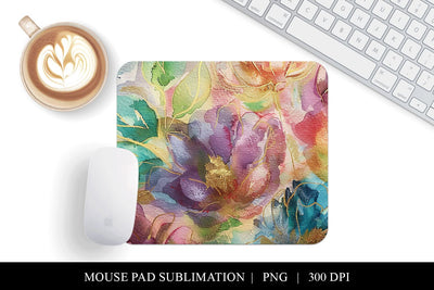 Floral Mouse Pad Design, Watercolor Flower Sublimation Sublimation BijouBay 