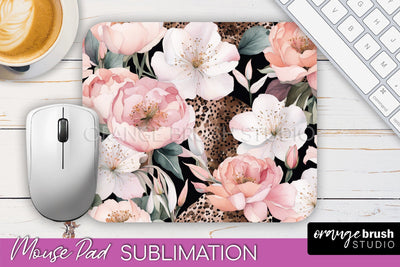 Floral Mouse Pad PNG - Pink Flowers Mousepad Sublimation Sublimation OrangeBrushStudio 