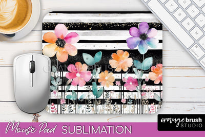 Floral Mouse Pad PNG - Pink Flowers Mousepad Sublimation Sublimation OrangeBrushStudio 