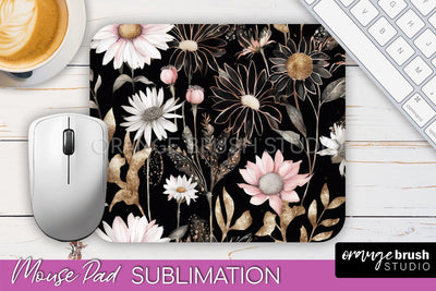 Floral Mouse Pad PNG - Pink Flowers Mousepad Sublimation Sublimation OrangeBrushStudio 