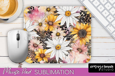 Floral Mouse Pad PNG - Pink Flowers Mousepad Sublimation Sublimation OrangeBrushStudio 