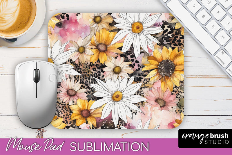 Floral Mouse Pad PNG - Pink Flowers Mousepad Sublimation Sublimation OrangeBrushStudio 