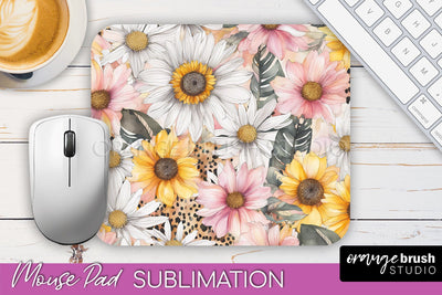 Floral Mouse Pad PNG - Pink Flowers Mousepad Sublimation Sublimation OrangeBrushStudio 