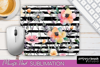 Floral Mouse Pad PNG - Pink Flowers Mousepad Sublimation Sublimation OrangeBrushStudio 
