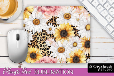 Floral Mouse Pad PNG - Pink Flowers Mousepad Sublimation Sublimation OrangeBrushStudio 