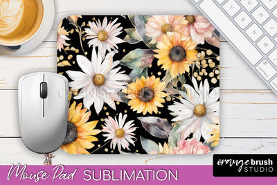 Floral Mouse Pad PNG - Pink Flowers Mousepad Sublimation Sublimation OrangeBrushStudio 