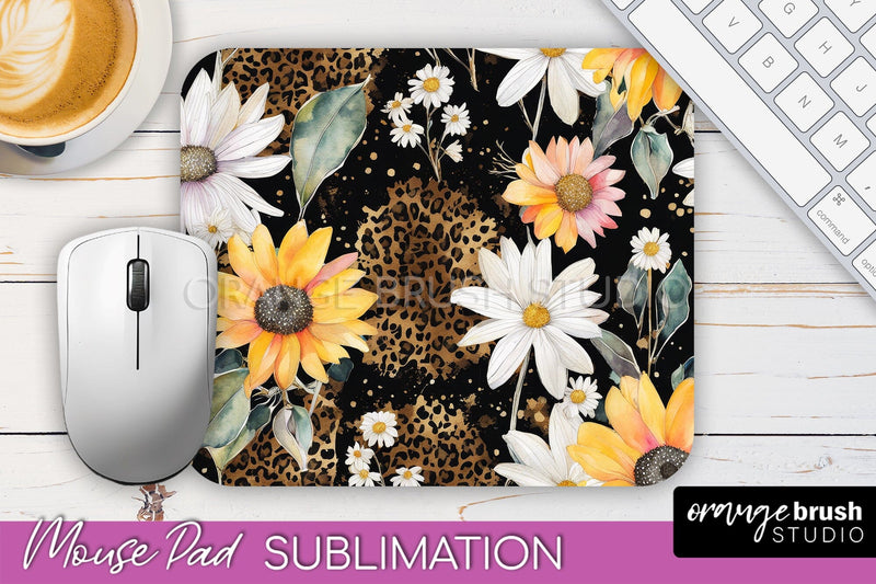 Floral Mouse Pad PNG - Pink Flowers Mousepad Sublimation Sublimation OrangeBrushStudio 