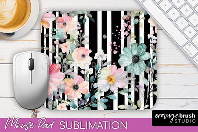 Floral Mouse Pad PNG - Pink Flowers Mousepad Sublimation Sublimation OrangeBrushStudio 