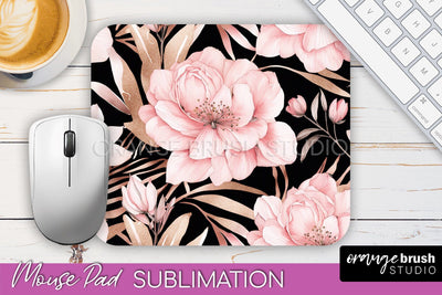 Floral Mouse Pad PNG - Pink Flowers Mousepad Sublimation Sublimation OrangeBrushStudio 