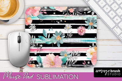Floral Mouse Pad PNG - Pink Flowers Mousepad Sublimation Sublimation OrangeBrushStudio 
