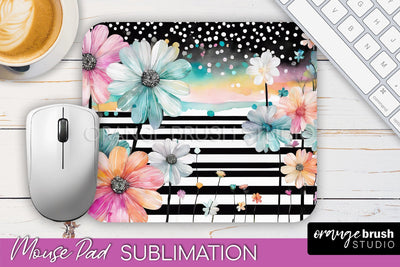 Floral Mouse Pad PNG - Pink Flowers Mousepad Sublimation Sublimation OrangeBrushStudio 