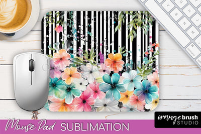 Floral Mouse Pad PNG - Pink Flowers Mousepad Sublimation Sublimation OrangeBrushStudio 