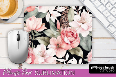 Floral Mouse Pad PNG - Pink Flowers Mousepad Sublimation Sublimation OrangeBrushStudio 