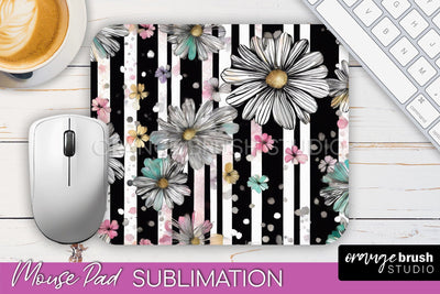 Floral Mouse Pad PNG - Pink Flowers Mousepad Sublimation Sublimation OrangeBrushStudio 