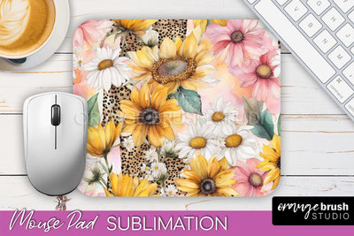 Floral Mouse Pad PNG - Pink Flowers Mousepad Sublimation Sublimation OrangeBrushStudio 