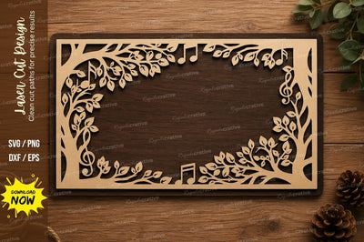 Floral Music Photo Frame Laser Cut SVG File SVG Regulrcrative 