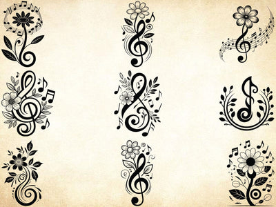 Floral Music Symbols Svg Bundle, Music Lover Shirt, Music Clipart SVG Creativeart88 