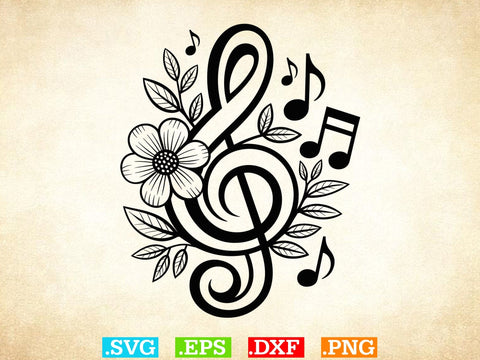 Floral Music Symbols Svg Bundle, Music Lover Shirt, Music Clipart SVG Creativeart88 