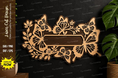 Floral Name Frame laser cut svg File SVG Regulrcrative 