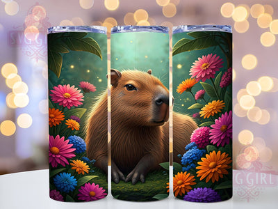 Floral Nature Capybara 20oz Tumbler Wrap, Floral Animal Tumbler, Sublimation Tumbler, 20oz Tumbler Wrap, Cute Animal Tumbler, Personalized Tumbler, Nature Design Tumbler Sublimation SvggirlplusArt 
