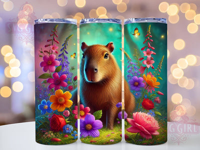 Floral Nature Capybara 20oz Tumbler Wrap, Floral Animal Tumbler, Sublimation Tumbler, 20oz Tumbler Wrap, Cute Animal Tumbler, Personalized Tumbler, Nature Design Tumbler Sublimation SvggirlplusArt 