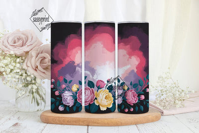 Floral Nebula 20oz Tumbler Wrap Sublimation sassyprint 