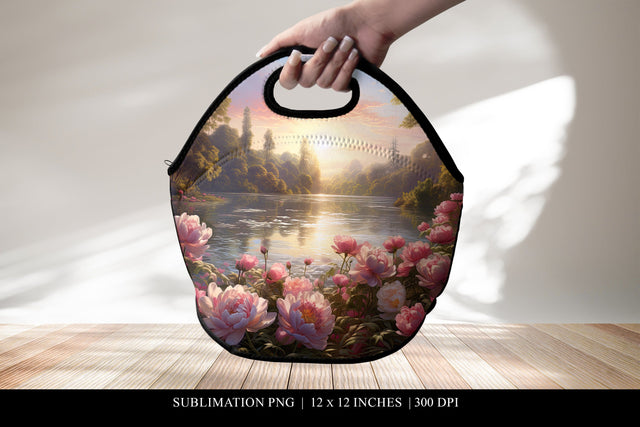 Floral Neoprene Lunch Bag Sublimation Design Sublimation BijouBay 
