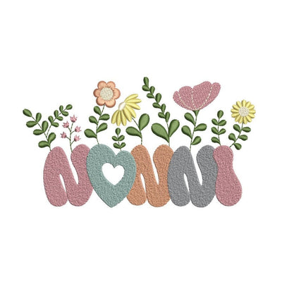 Floral Nonni Embroidery Design, Mothers Day Embroidery Design, 3 sizes, Instant Download Embroidery/Applique DESIGNS Nino Nadaraia 