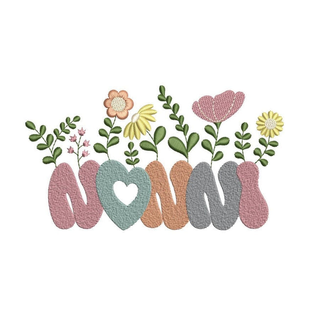 Floral Nonni Embroidery Design, Mothers Day Embroidery Design, 3 sizes, Instant Download Embroidery/Applique DESIGNS Nino Nadaraia 