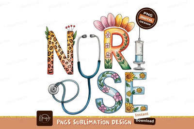 Floral Nurse Design Sublimation Png Artwork Sublimation Designangry 